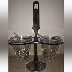 Sculptura by Kromex Double Carousel Server w/Walnut Trim No. 1430-25 USA Vintage